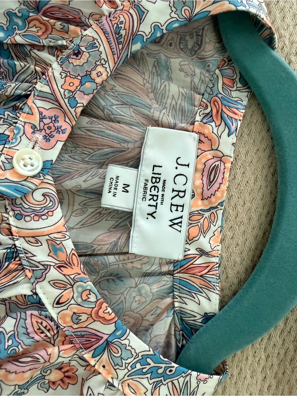 J. Crew Liberty Floral Paisley Shirt — Coral, Blue & Cream - Picture 3 of 3
